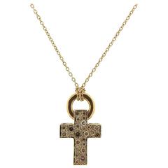 Pomellato Sabbia Gold Fancy Diamond Cross Pendant Necklace