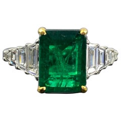 Certified Natural 3.13 Carat Emerald and VVS Diamond Cocktail Engagement Ring