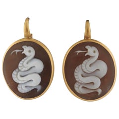 Pomellato Eva Gold Snake Cameo Earrings
