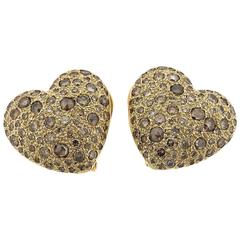 Pomellato Sabbia Gold Fancy Diamond Heart Earrings 8