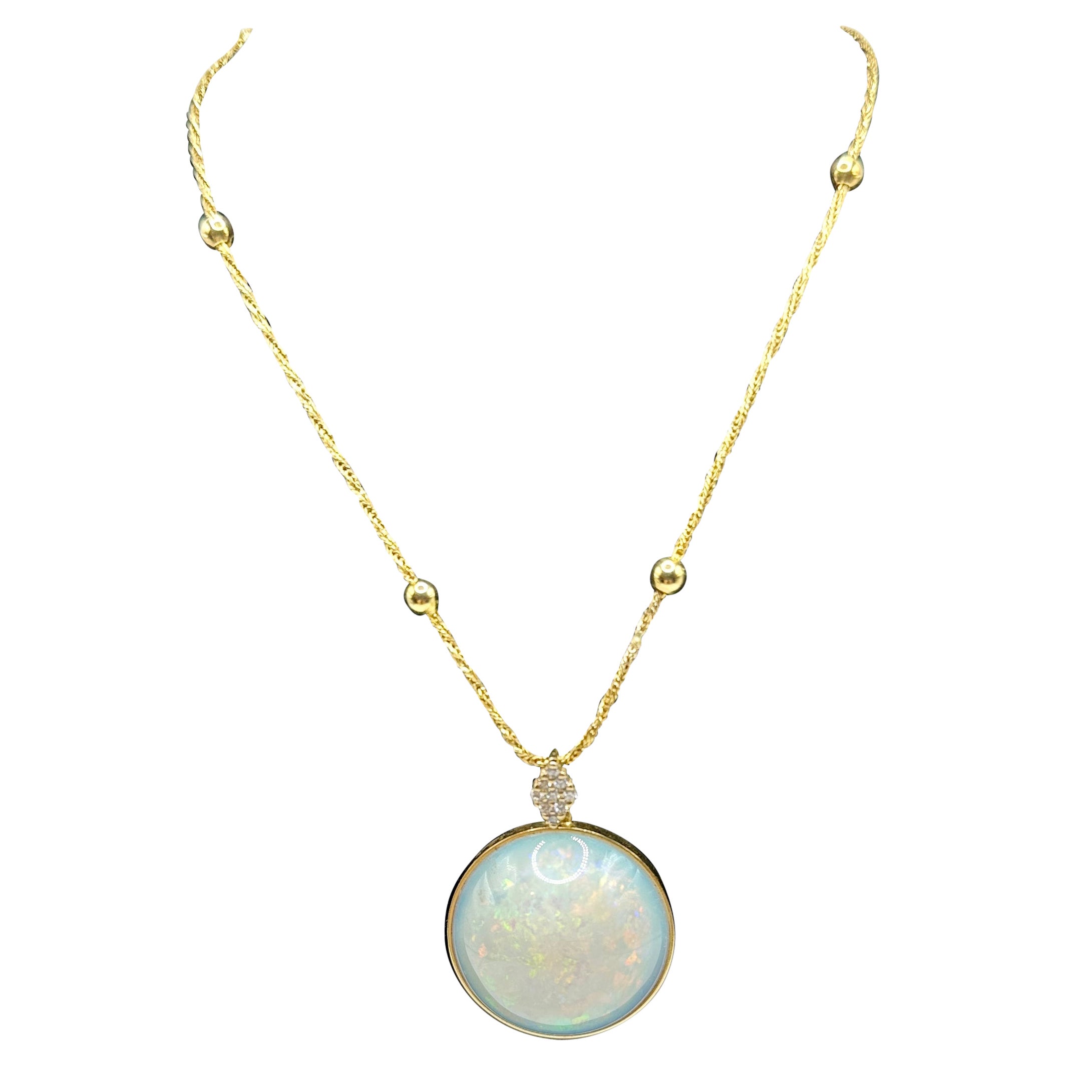 18K Gold Opal Necklace 