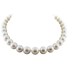 AAA South Sea White Pearl Necklace with Diamond 18K White Gold Clasp GAL cert