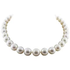 AAA South Sea White Pearl Necklace with Diamond 18K White Gold Clasp GLA cert 8