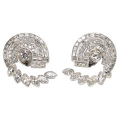Vintage Diamond Platinum Earrings, 6.75 Carats