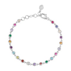 Bracelet de lignes de pierres précieuses en argent sterling