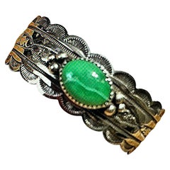 Navajo ~ Bracciale in argento 925 con turchese di montagna Cerrillos di TT