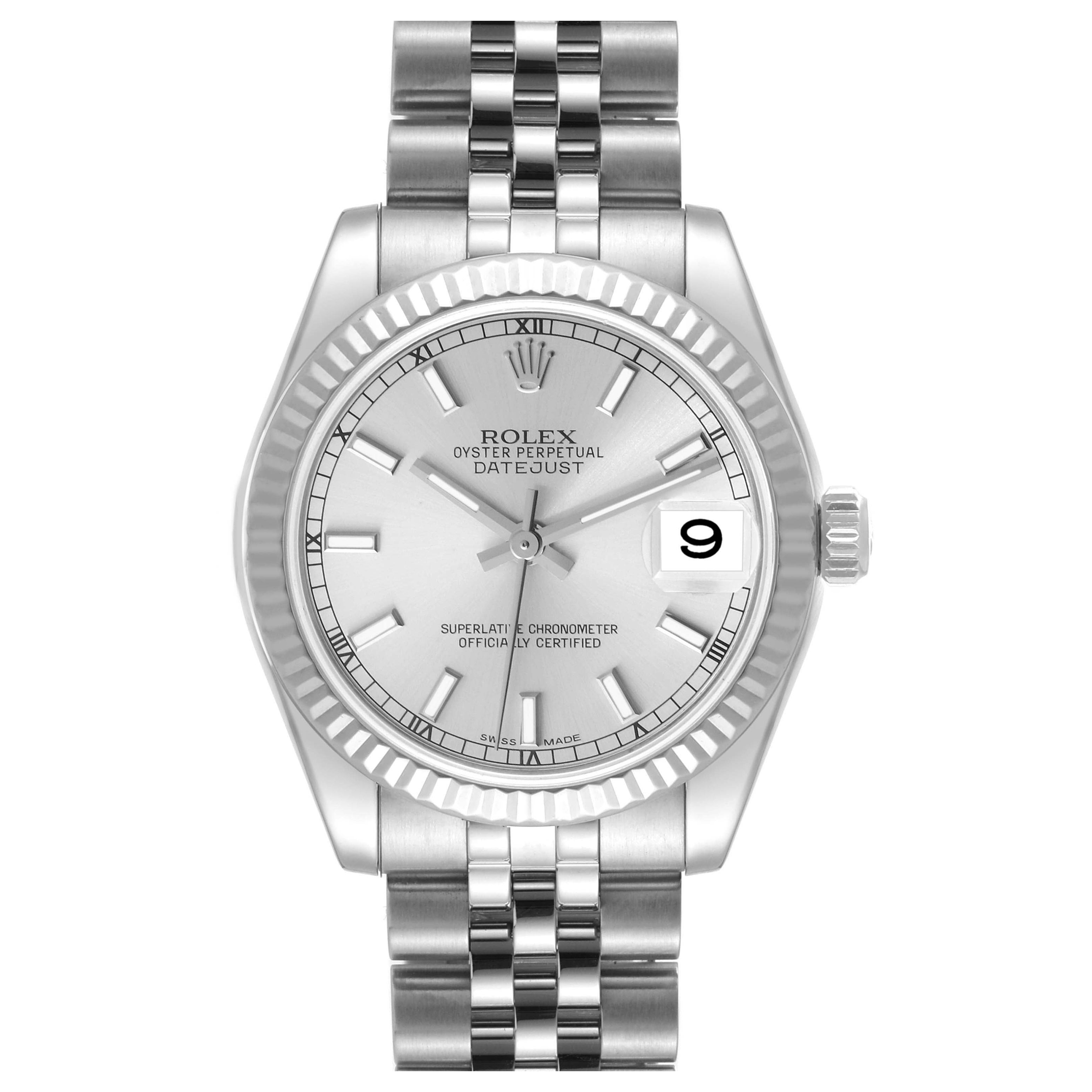 Rolex Datejust Midsize 31 Steel White Gold Silver Dial Ladies Watch 178274
