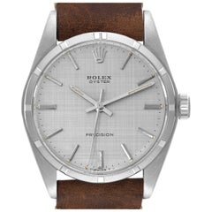 Rolex Oyster Precision Silver Linen Dial Vintage Steel Mens Watch 6427