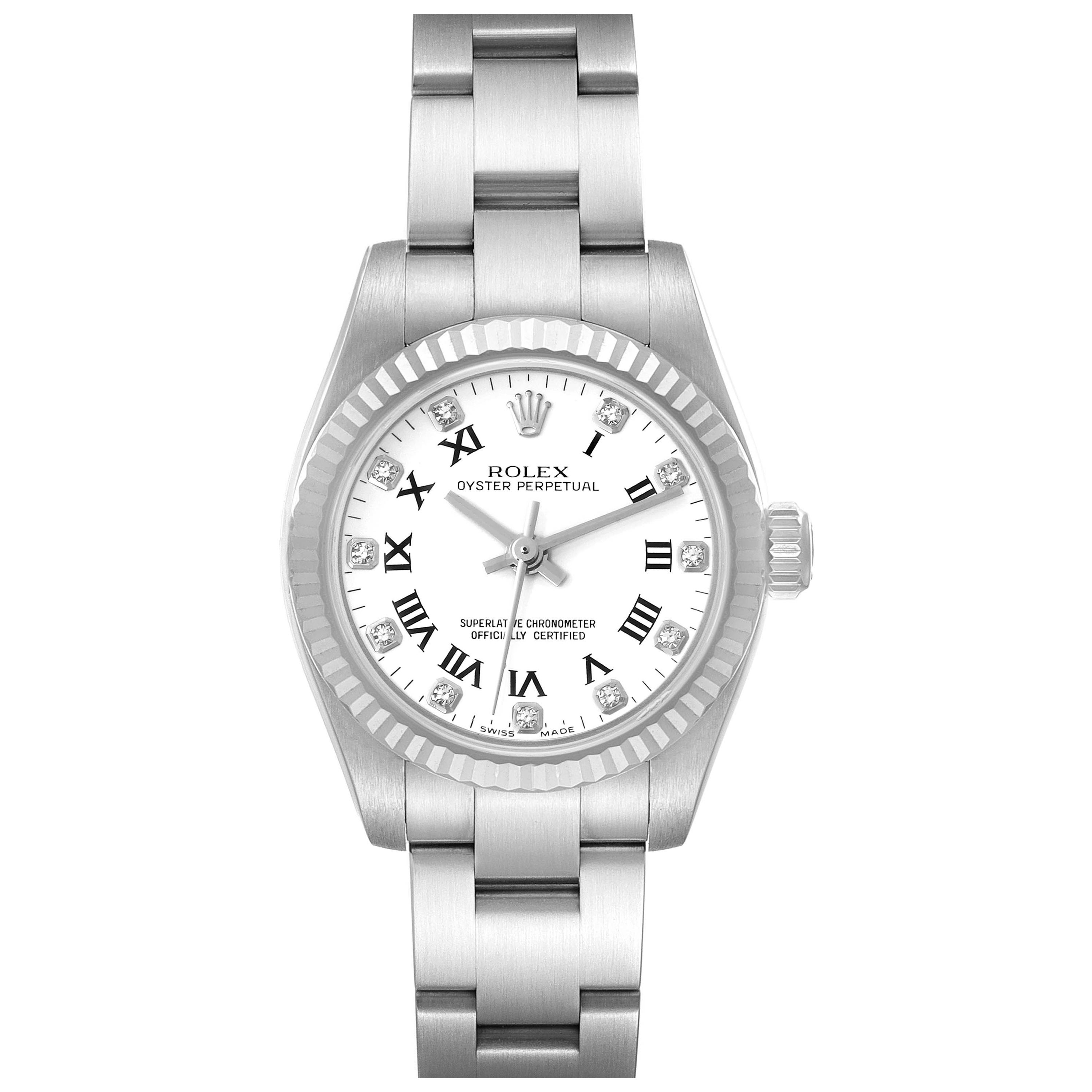 Rolex Oyster Perpetual 26 Steel White Gold Diamond Ladies Watch 176234