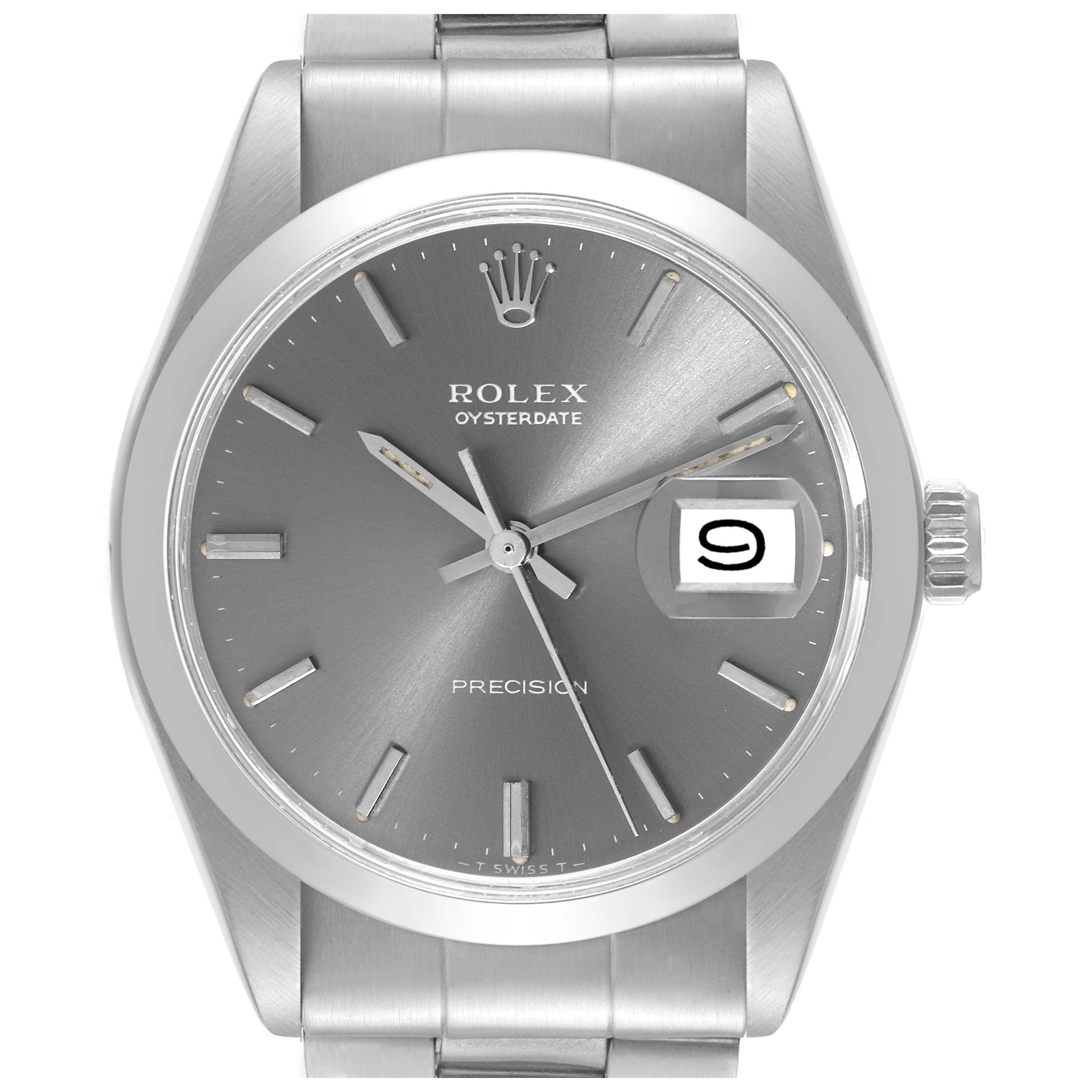 Rolex OysterDate Precision Slate Grey Dial Steel Vintage Mens Watch 6694