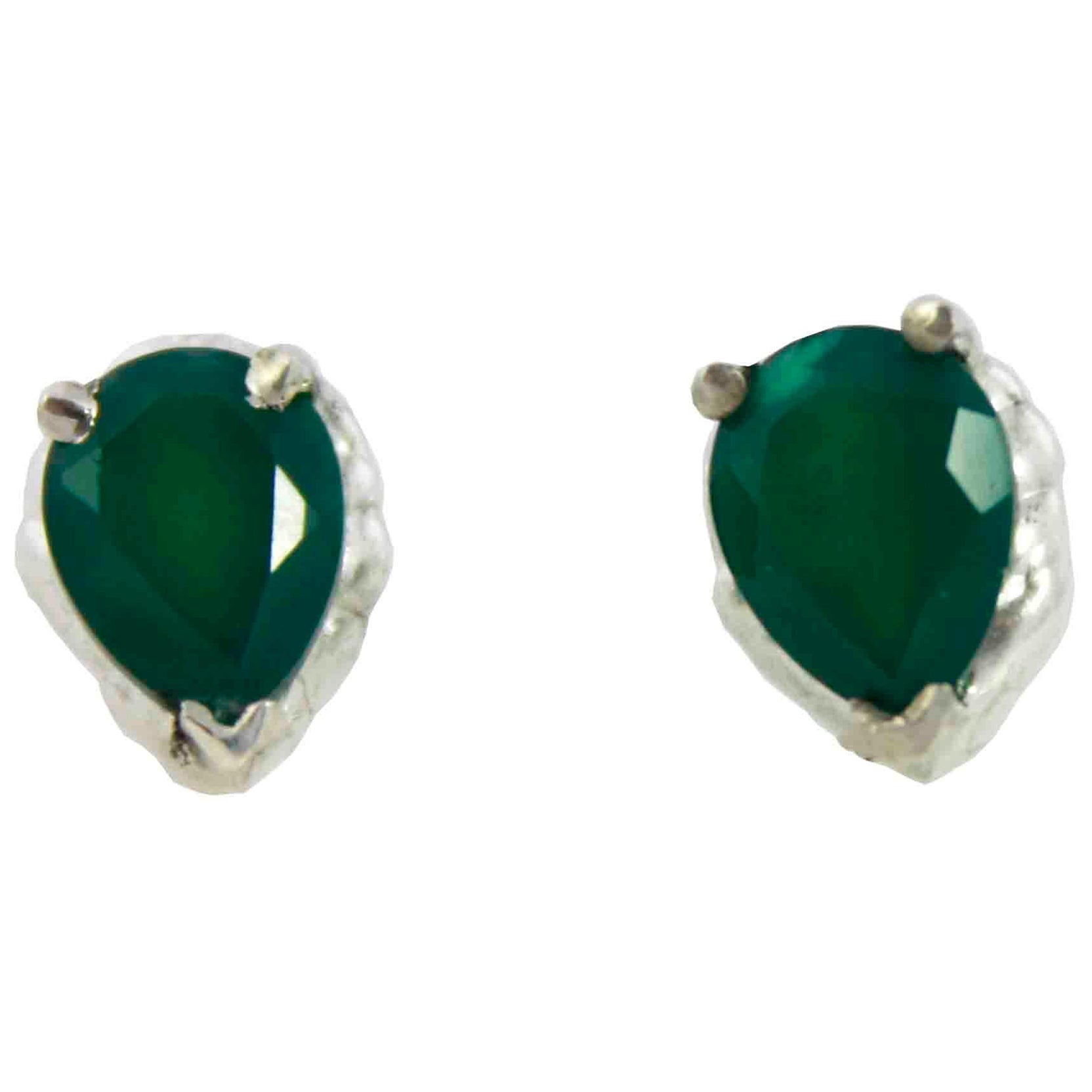 Classic Green Agate Earrings For Sale