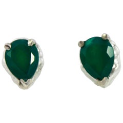 Boucles d'oreilles classiques en agate verte