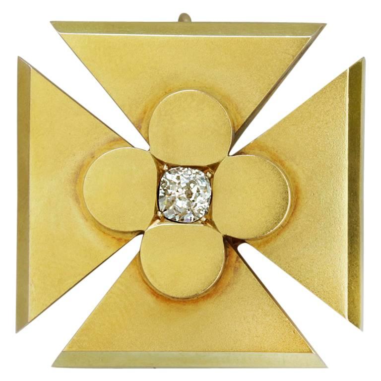Victorian Maltese Cross Pendant with Diamond