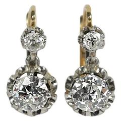 1900s Diamond Gold Drop Earrings
