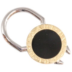 BULGARI Onyx, Gold and Stainless Steel Keychain