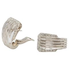 Exceptional Rock Crystal Diamond Gold Earrings 4