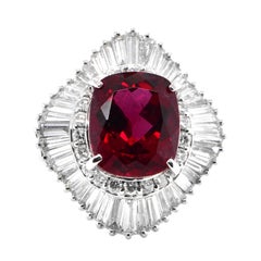 5.85 Carat Rubellite Tourmaline and Diamond Cocktail Ring set in Platinum