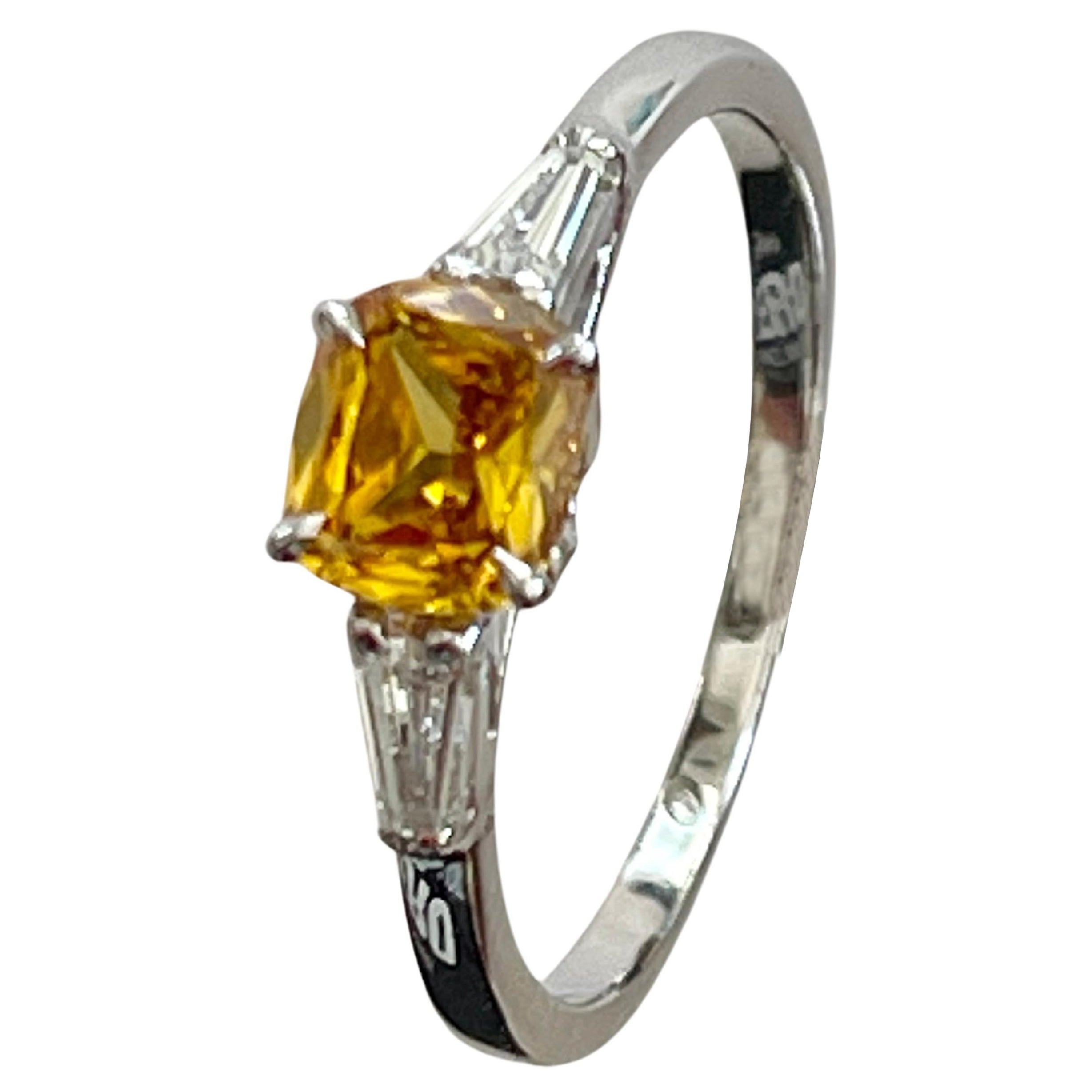 Diamond orange Ring cushion Cut with 2 Diamond with certificat ! NEW For Sale