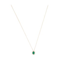 14K Smaragd & Diamant Anhänger Halskette - Elegantes Edelstein Statement Stück