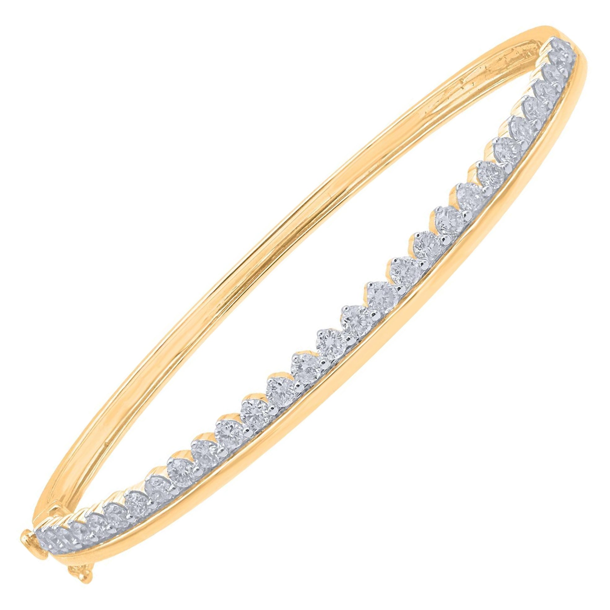 TJD Bracelet en or jaune 18 KT avec diamant naturel taille brillant de 1,50 carat