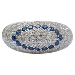 Sapphires, Diamonds, 18 Karat White Gold Ring.
