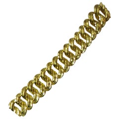 18K Yellow Gold Wide Faceted Link Bracelet by Henry Dunay 