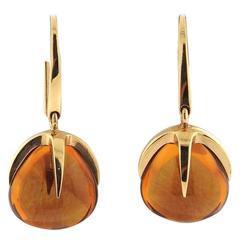 Pomellato Veleno Gold Madeira Quartz Drop Earrings