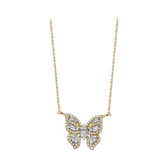Transformation Diamond and Gold Butterfly Necklace 