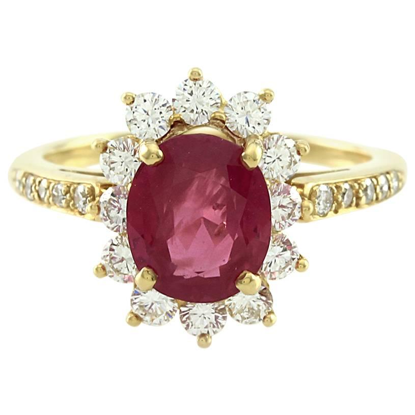 AGL Certified Tiffany & Co. Natural Untreated Burmese Ruby Diamond Ring 