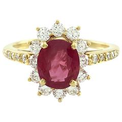 Vintage AGL Certified Tiffany & Co. Natural Untreated Burmese Ruby Diamond Ring 