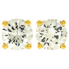 .50 Carats Total Weight Diamond-set Yellow Gold Stud Earrings