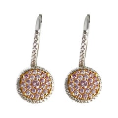 Boucles d'oreilles en or 18 carats avec diamant naturel Pink Diamond de 0,96 carat ref1574
