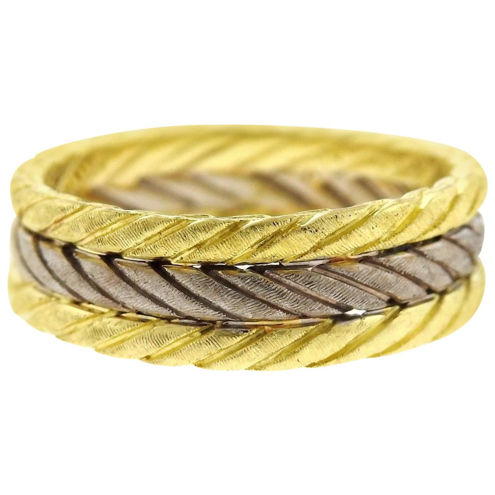 Buccellati Two Color Gold Braided Wedding Band Ring For Sale