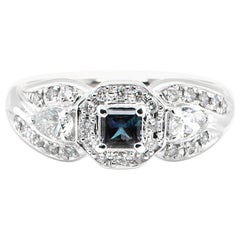 0.21 Carat Color-Changing Alexandrite and Diamond Ring set in Platinum