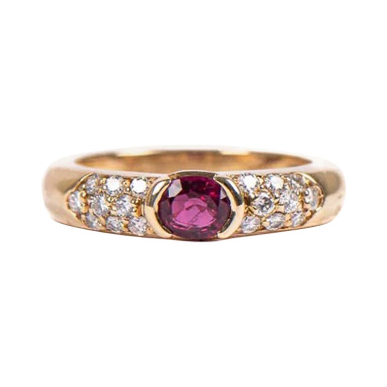 Piaget Diamond and Ruby Ring 18 Karat Yellow Gold For Sale