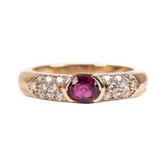Vintage Piaget Diamond and Ruby Ring 18 Karat Yellow Gold