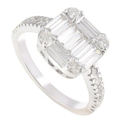 Diamond Cluster Engagement Ring for Women in 18k Solid White Gold