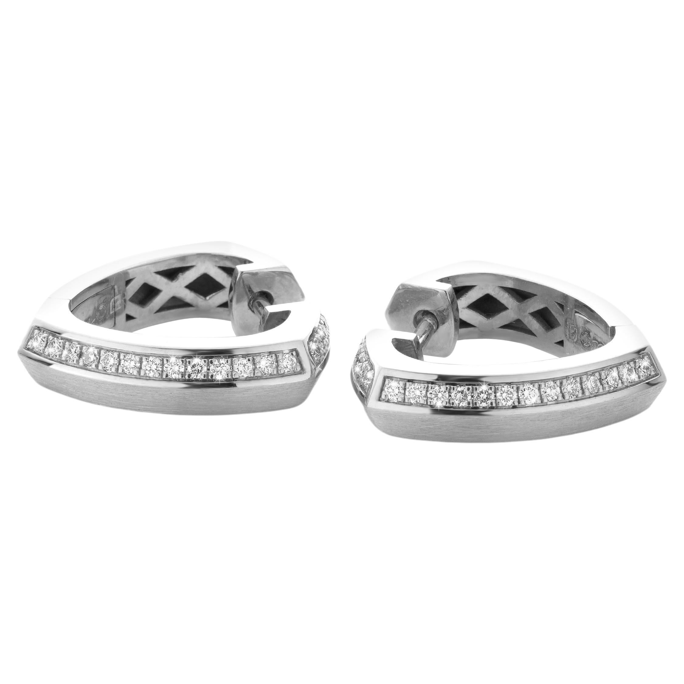 Cober with 42 Brilliant-cut Diamonds 0.294 Ct total weight White Gold Earrings For Sale