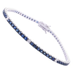  Alex Jona Blue Sapphire White Diamond 18 Karat White Gold Tennis Bracelet