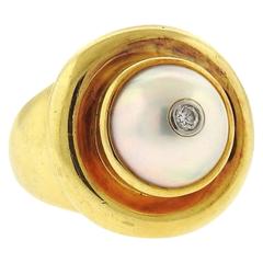 Tiffany & Co Paloma Picasso Gold Pearl Diamond Ring 11