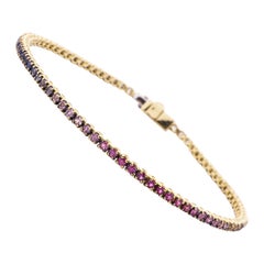 Pastel Multicolor Sapphire 18 Karat Yellow Gold Bracelet