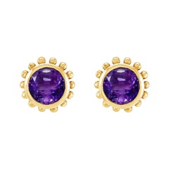 14k Gold Anemone Studs with Amethyst