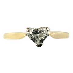 Retro 14 Karat Yellow Gold Heart Shaped Diamond Engagement Ring #15689