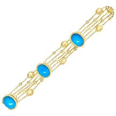 FAVERO Multi-Strand Diamond Turquoise  Citrine Gold Bracelet 