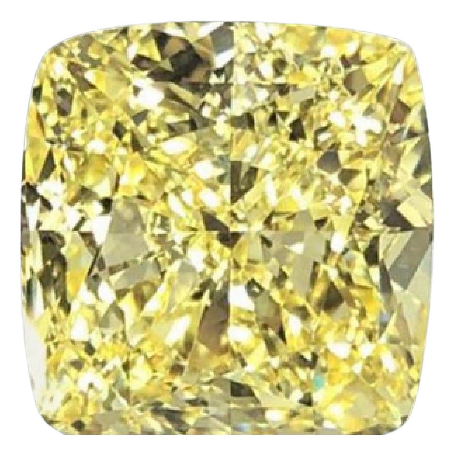 GIA Certified 14 Carat Yellow Cushion Cut Diamond flawless (diamant jaune taillé en coussin)