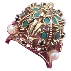 14kt Gold Diamant Smaragd Saphir Rubin Drache Harem Ring