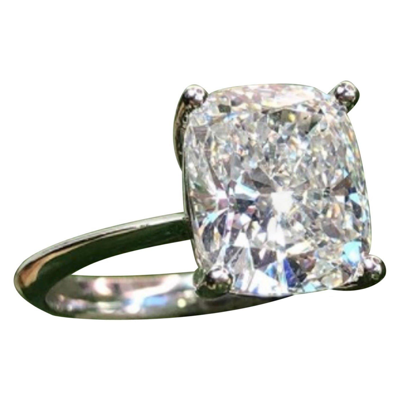 Exceptional GIA Certified 5 Carat  Cushion Platinum Ring