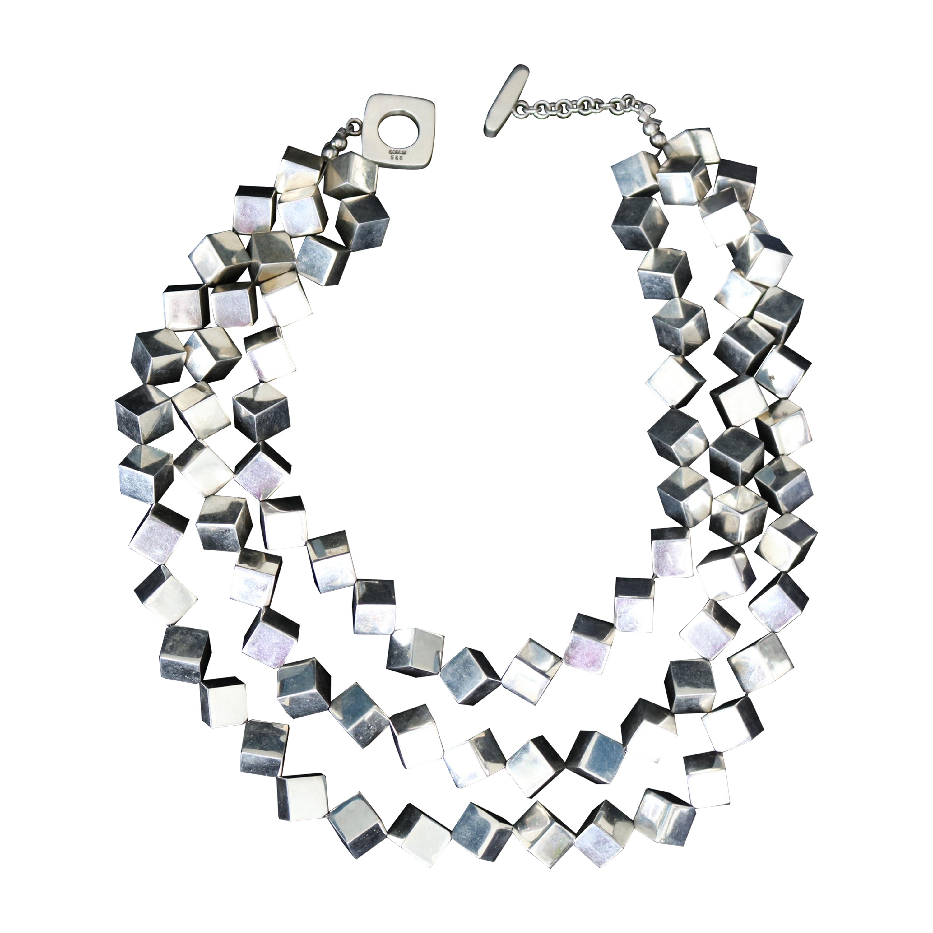Massive Multi Cube Halskette aus massivem Silber 925 im Angebot