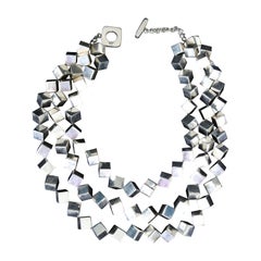 Collier massif multi-cubes en argent massif 925