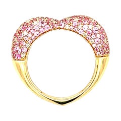 Adina Reyter Einzigartiger rosa Saphir + Diamant 3D Herzring- Y14 Größe 6
